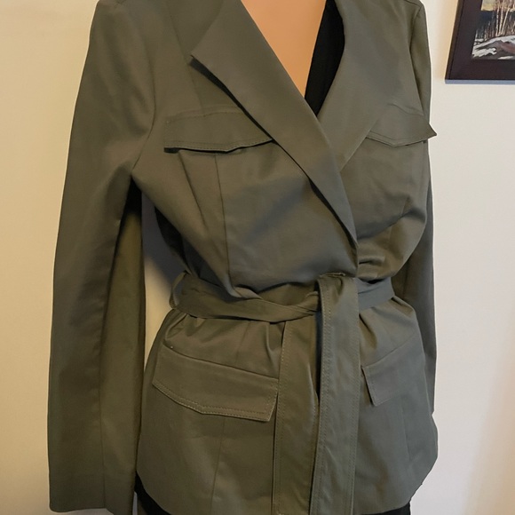 💝 12-14 L XL 🫒cotton stretch casual belted jacket cardi c… - Picture 4 of 11